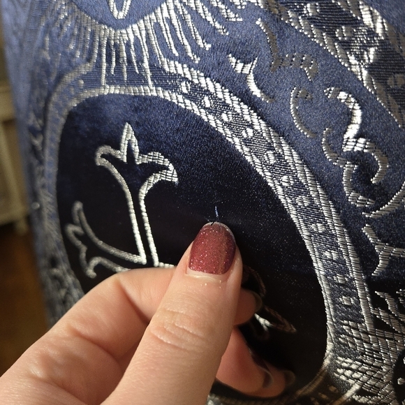 Terramina Navy Metallic Brocade Print Maxi Skirt - Picture 4 of 10